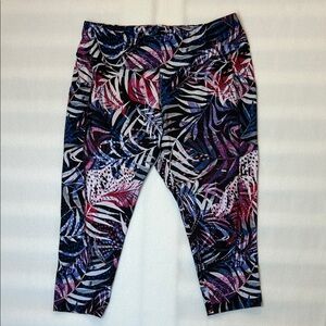 Avia Leisure Size 18 Tropical Print Capri Leggings High Rise Pocket Athletic